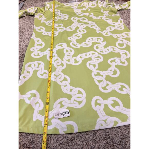 Susan Graver Womens 1X Green Butterknit Chain Link Preppy Equestrian Retro Dress - Picture 10 of 10